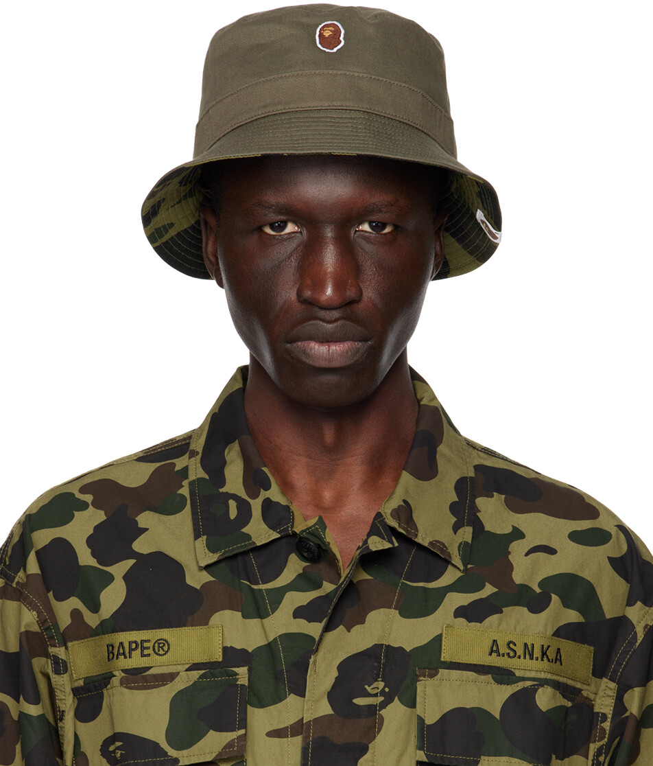 

Зеленый - Двусторонняя панама с камуфляжным принтом 1st Bape