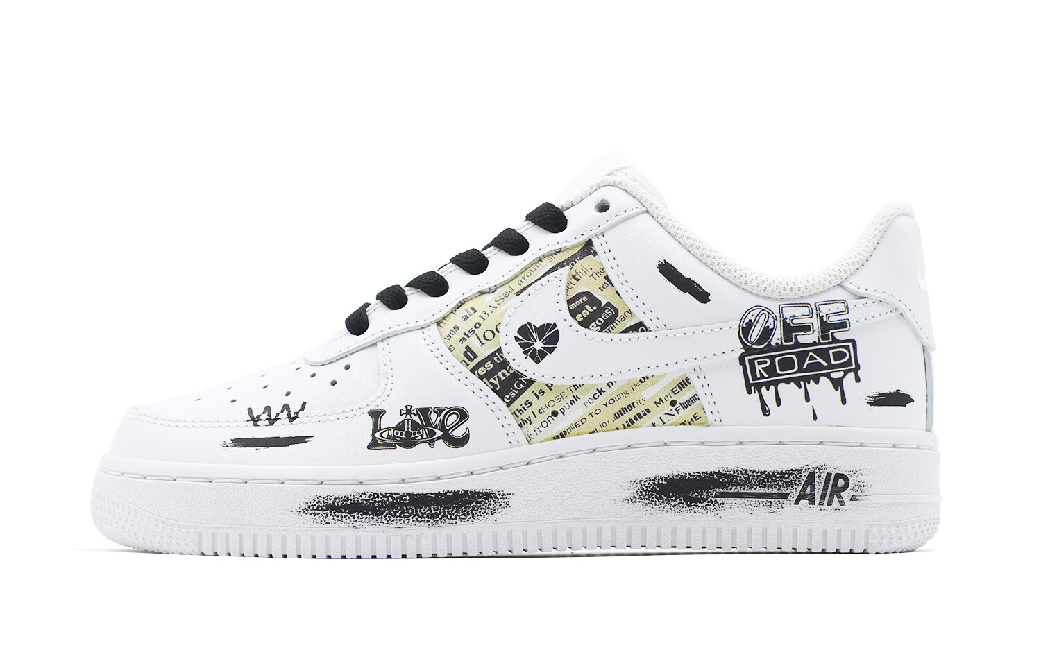 

Кроссовки Nike Air Force 1 Skateboarding Shoes Men Low-top White/black/yellow, белый/черный