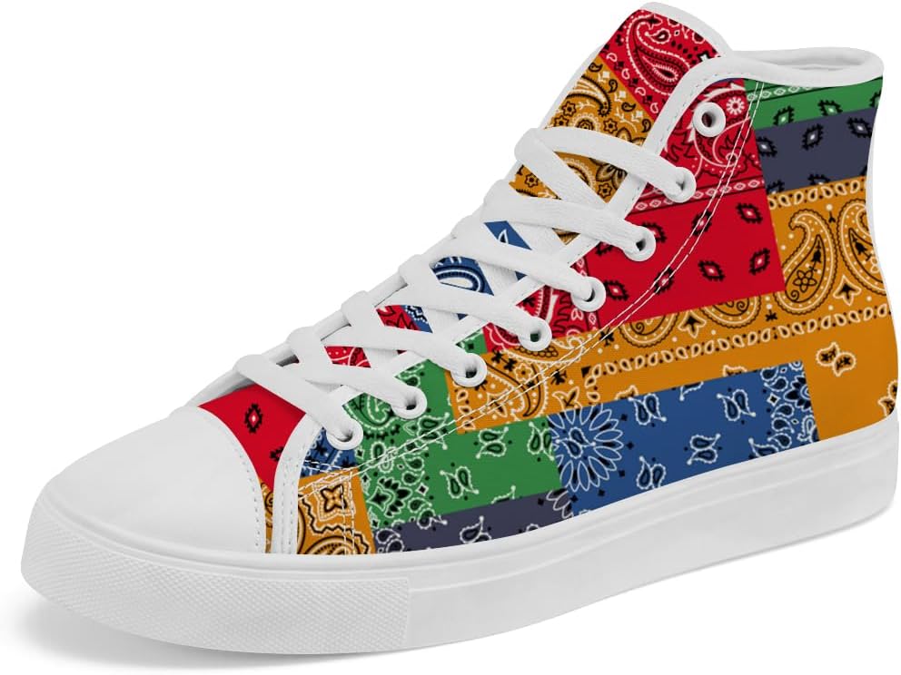 

Кеды на высокой подошве Paisley из канваса, высокие кроссовки на шнуровке, повседневная обувь для мужчин и женщин Chebing, 611 Multicolor