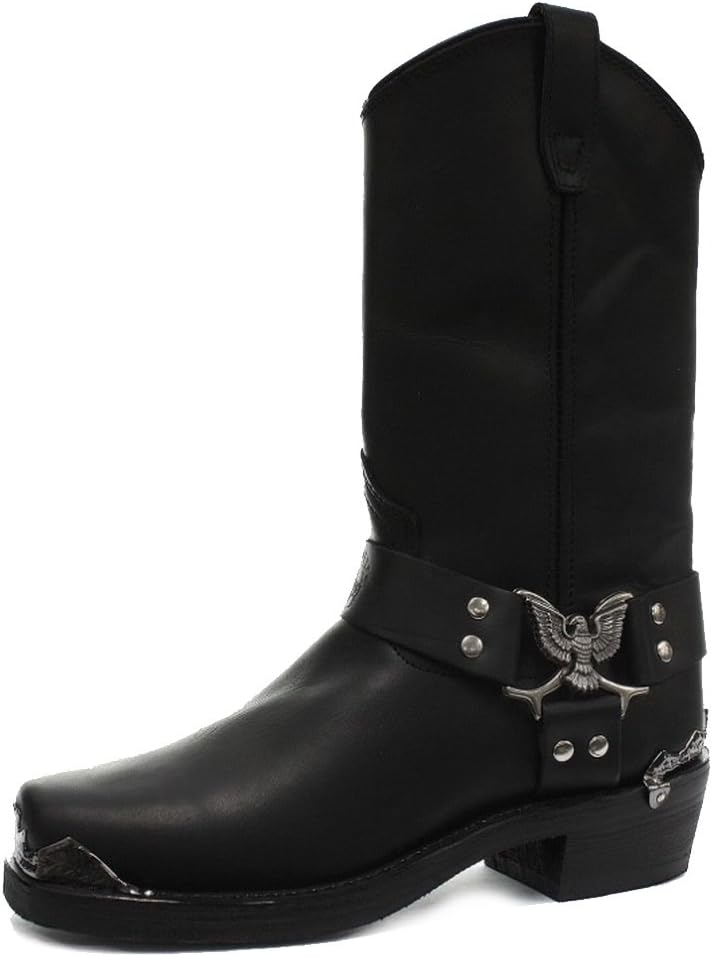 

Мужские ботинки Grinders Eagle Hi Cowboy черные кожаные вестерн для байкеров