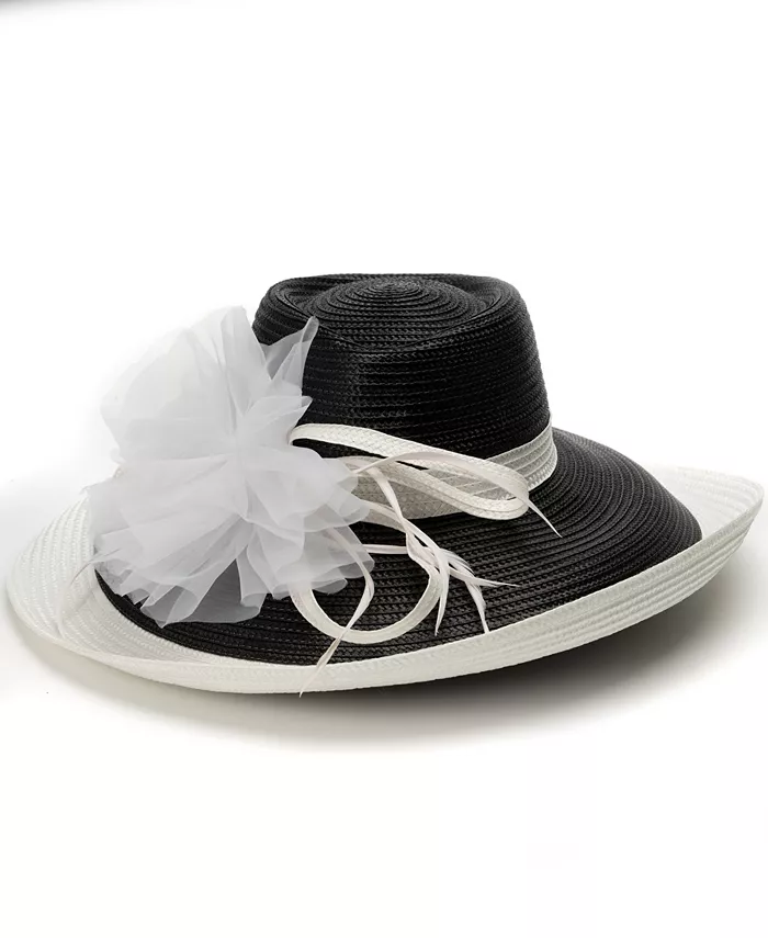 

Двухцветная элегантная шляпа с крупным романтичным профилем August Hats, мультиколор