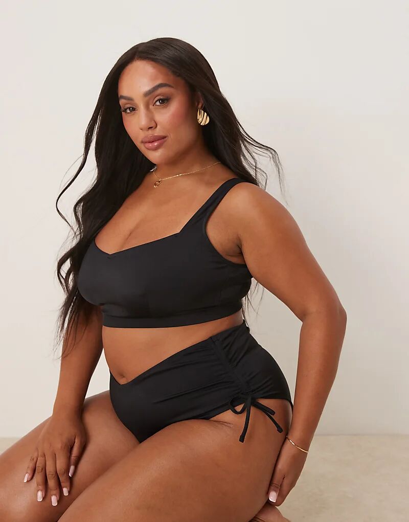 

Укороченный бикини-топ Curve Maya от ASOS DESIGN черного цвета Asos Curve