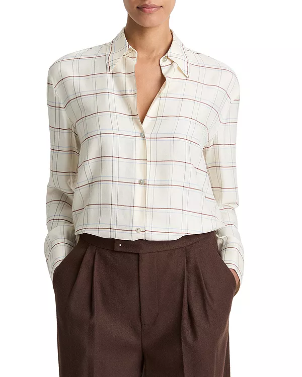 

Рубашка в клетку на пуговицах Vince, белый