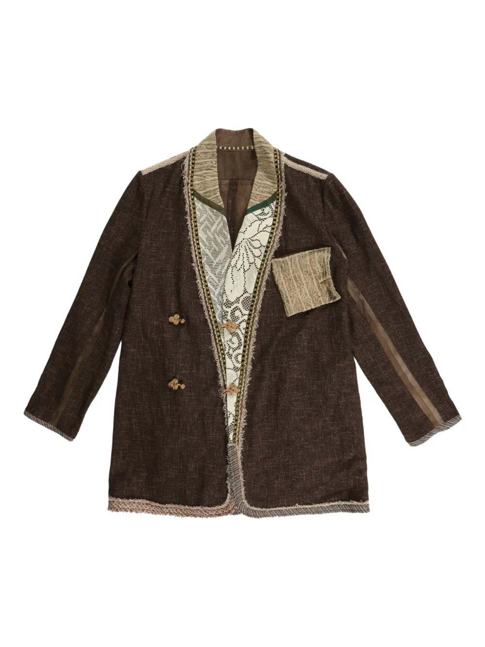 

Лоскутный жакет с бахромой COMMUNS, коричневый