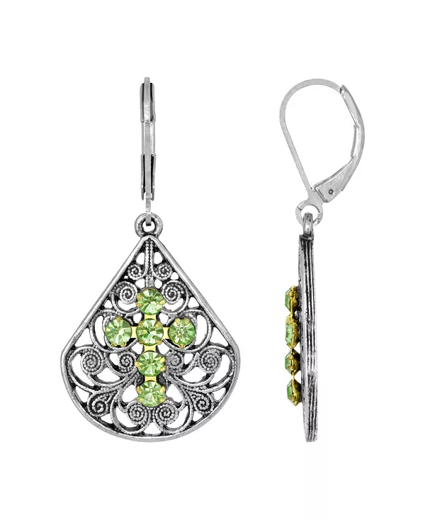 

Серьги-Кресты с красным кристаллом и оловянным веером 2028, green