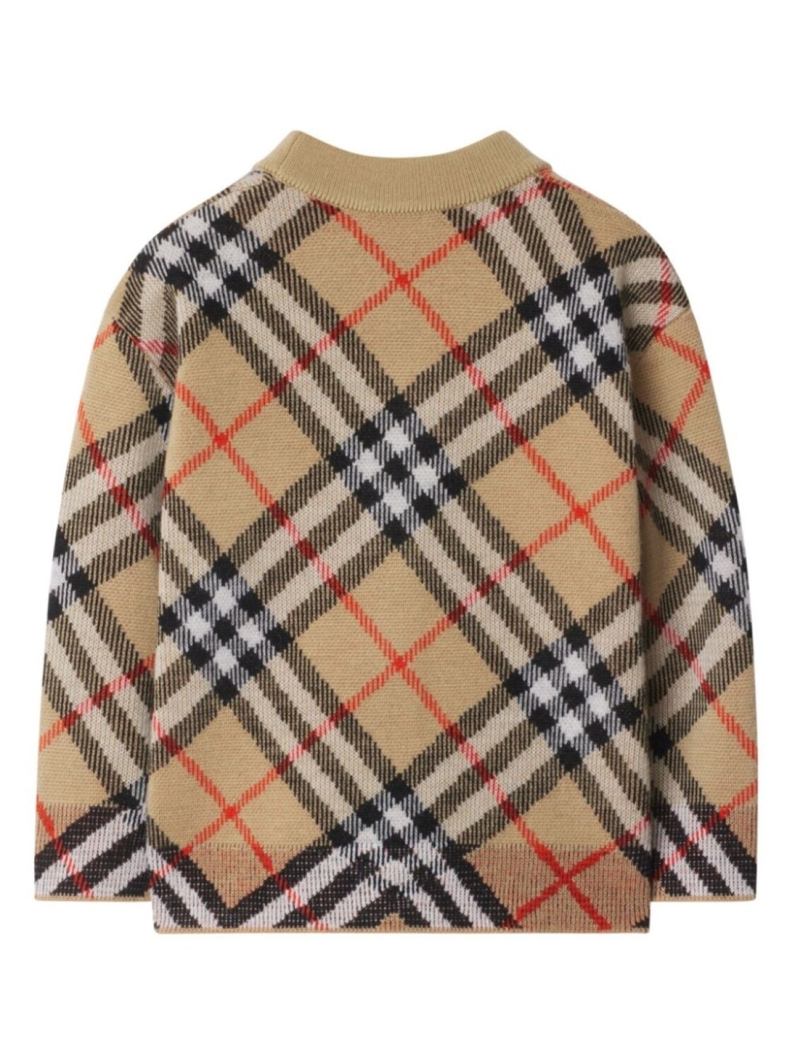Шерстяной кардиган в клетку Burberry Kids, нейтральный цвет — фото 2