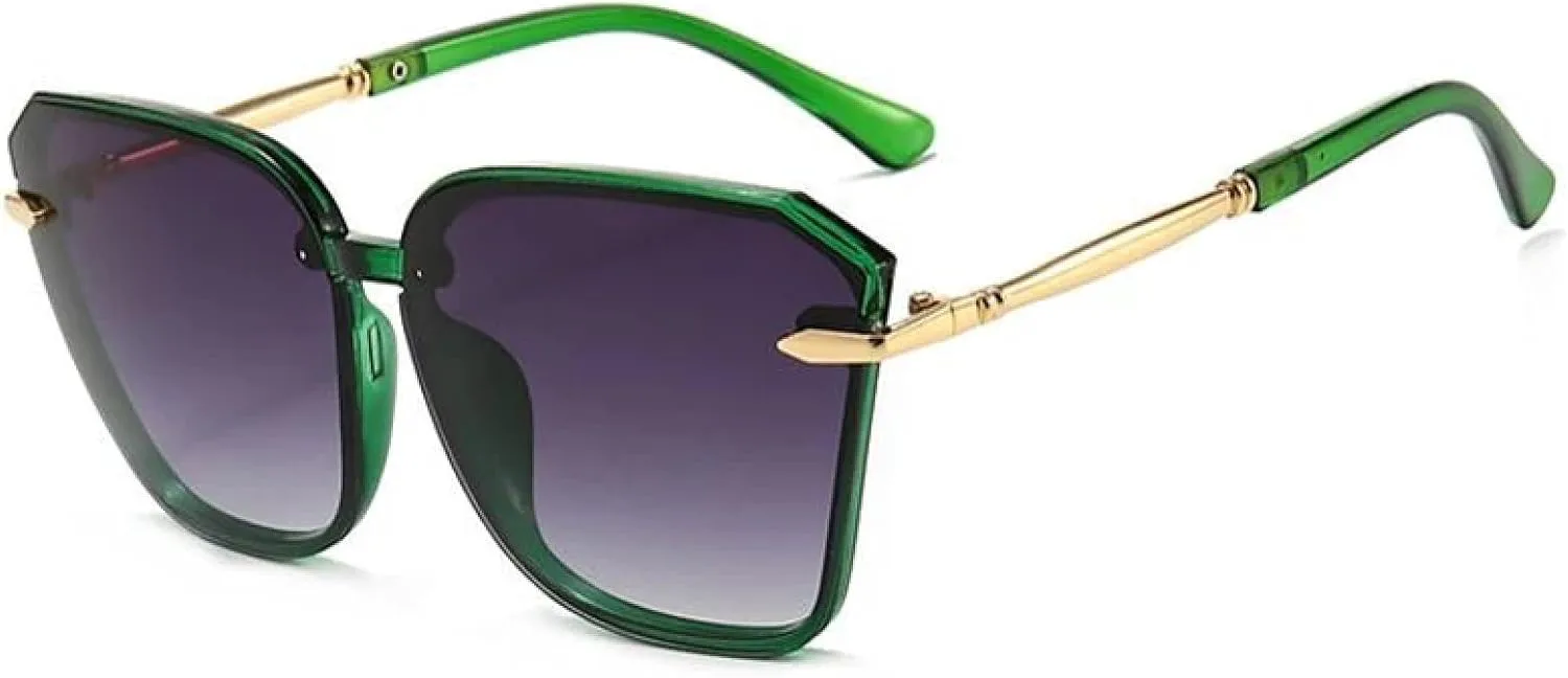 

Солнцезащитные очки в крупной металлической оправе для мужчин и женщин, модные, для улицы, фотосъемки, защиты от УФ-излучения UV400 TKKTLLT, Green Gradient Gray