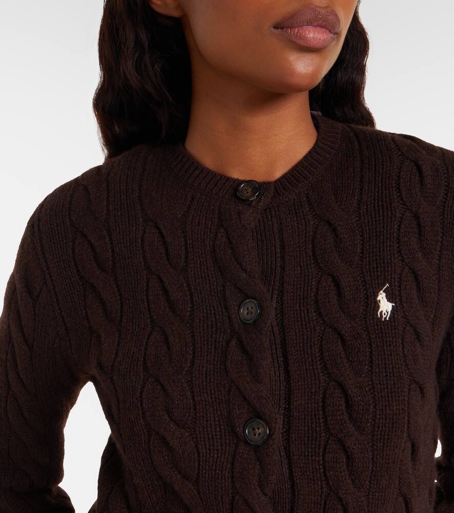 Кардиган из шерсти и кашемира с узором «косичка» Polo Ralph Lauren, Walnut Brown Melange — фото 4