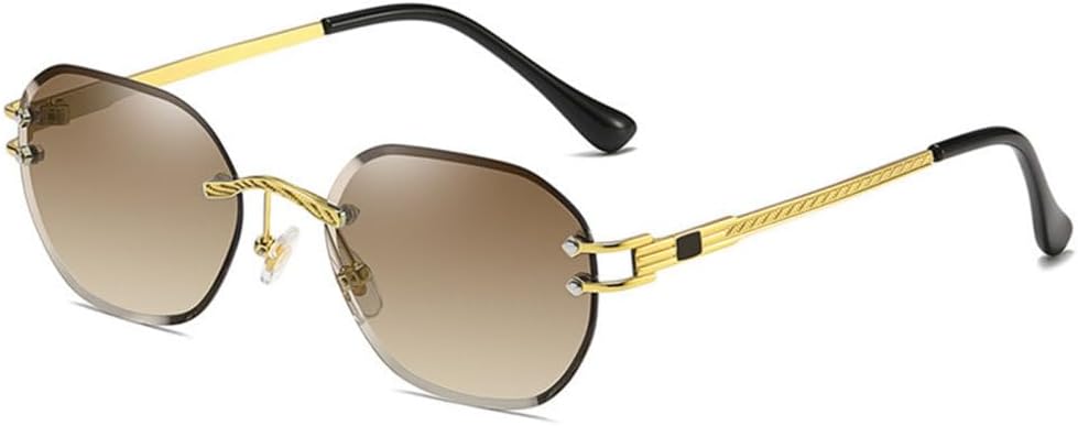 

Мужские солнцезащитные очки MUTYNE без оправы, многоугольные, квадратные, металлические, золотистые, зеленые, синие, коричневые, с защитой от УФ-излучения UV400, C04 Tea