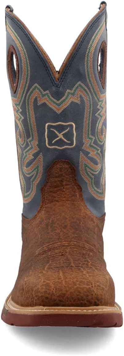 Ботинки Twisted X Men's 12 с металлическим носком в западном стиле, Distressed Saddle & Peacock — фото 4