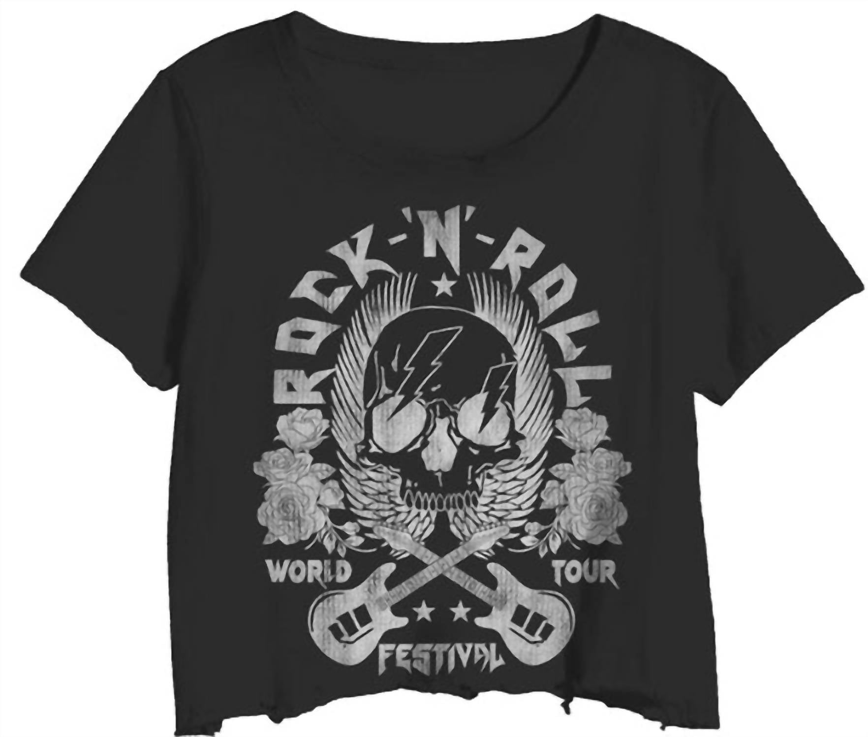 

Женская футболка Rock N' Roll Guitar Crop Tee черного цвета Prince Peter