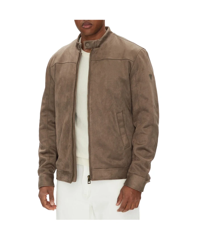 

Бежевая байкерская замшевая куртка Guess, бежевый