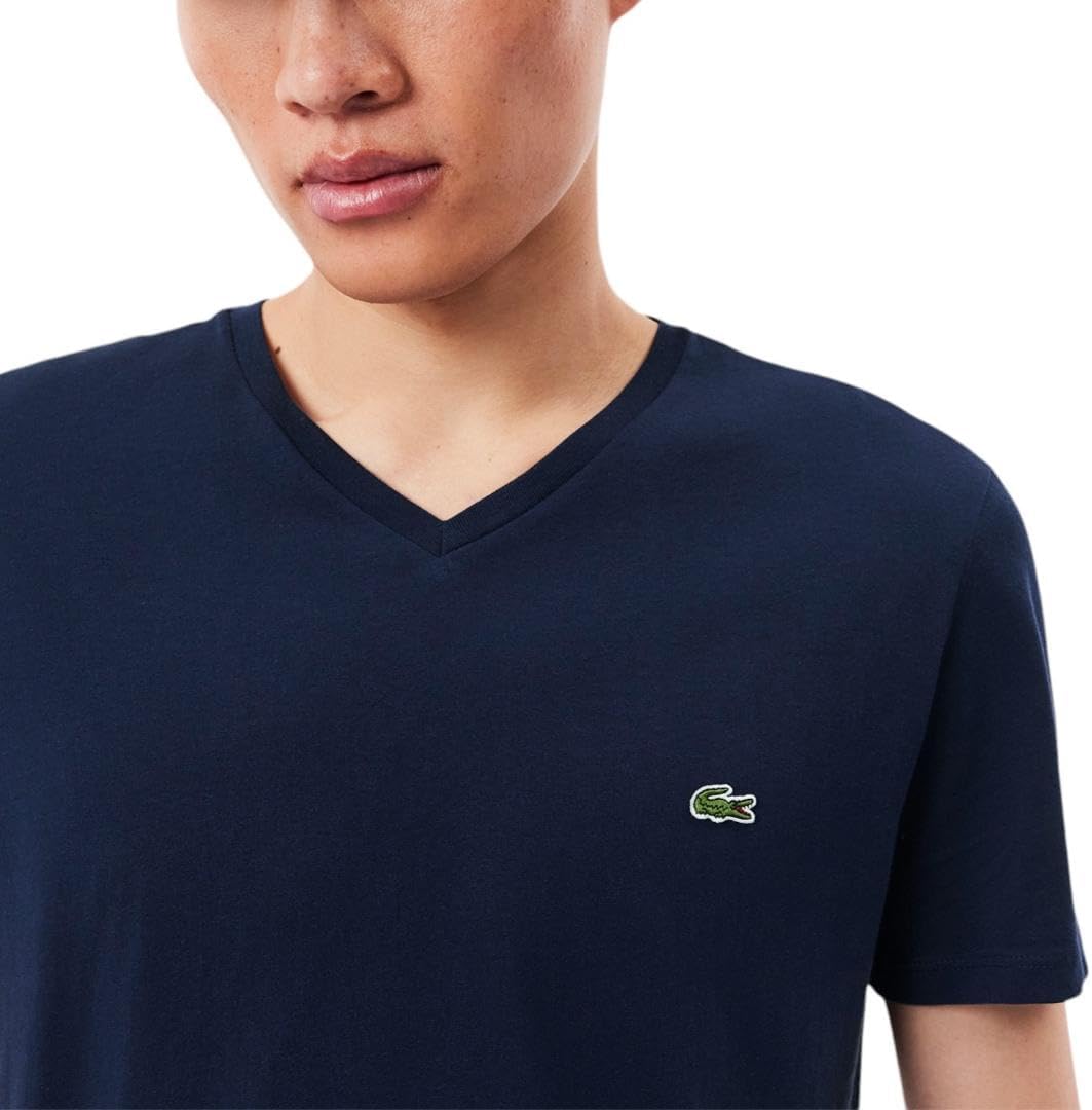 Футболка Lacoste, мужская, V-образный вырез из хлопкового джерси Pima, Navy Blue — фото 2