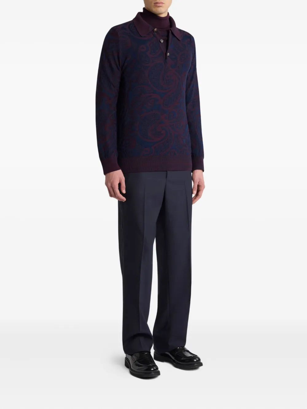 Поло из жаккардовой шерсти Etro, черный — фото 2