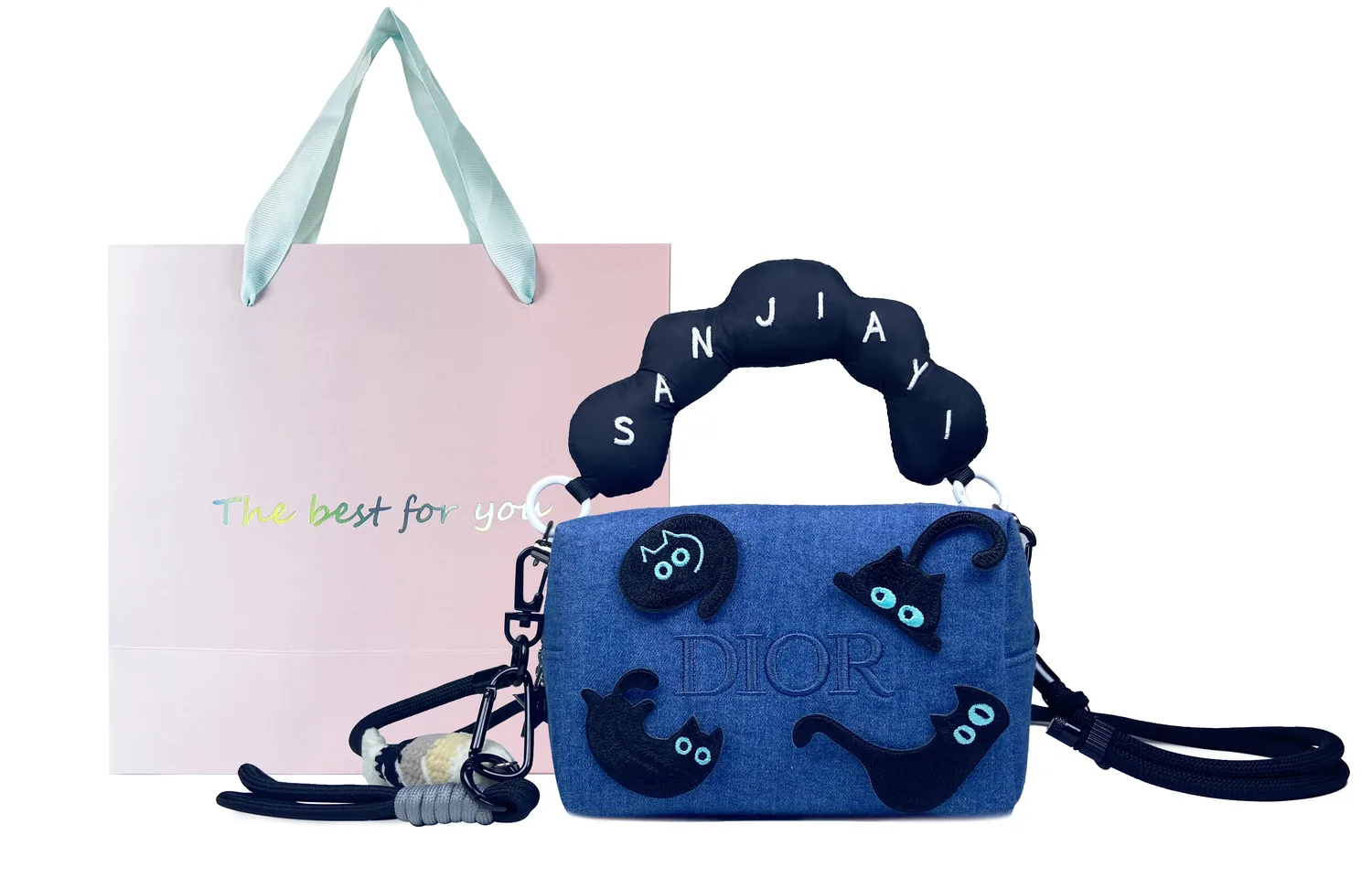 Макияжная сумочка Custom Makeup Bag Magic Pen, Like A Cat Getting Fish, детство, милая, универсальная, повседневная, джинсовая DIOR, As You Get Fish-Shopping Bag Included