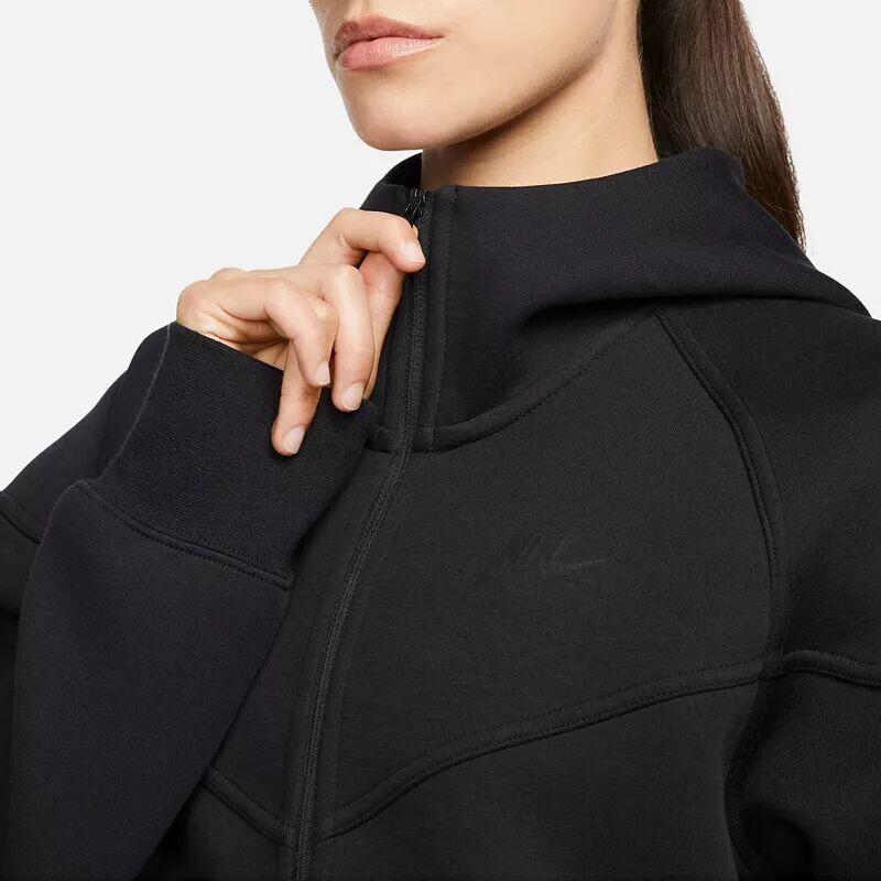 Женская худи с молнией во всю длину Nike Sportswear из технического флиса Windrunner, черный — фото 4