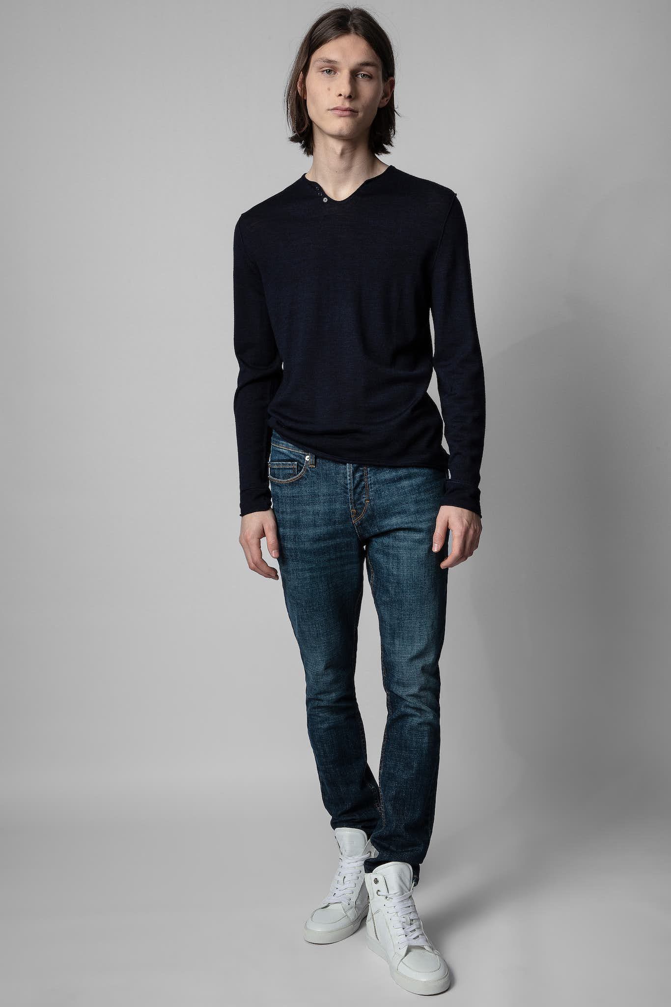 

Шерстяной свитер с воротником «Серафим» синего цвета Zadig & Voltaire