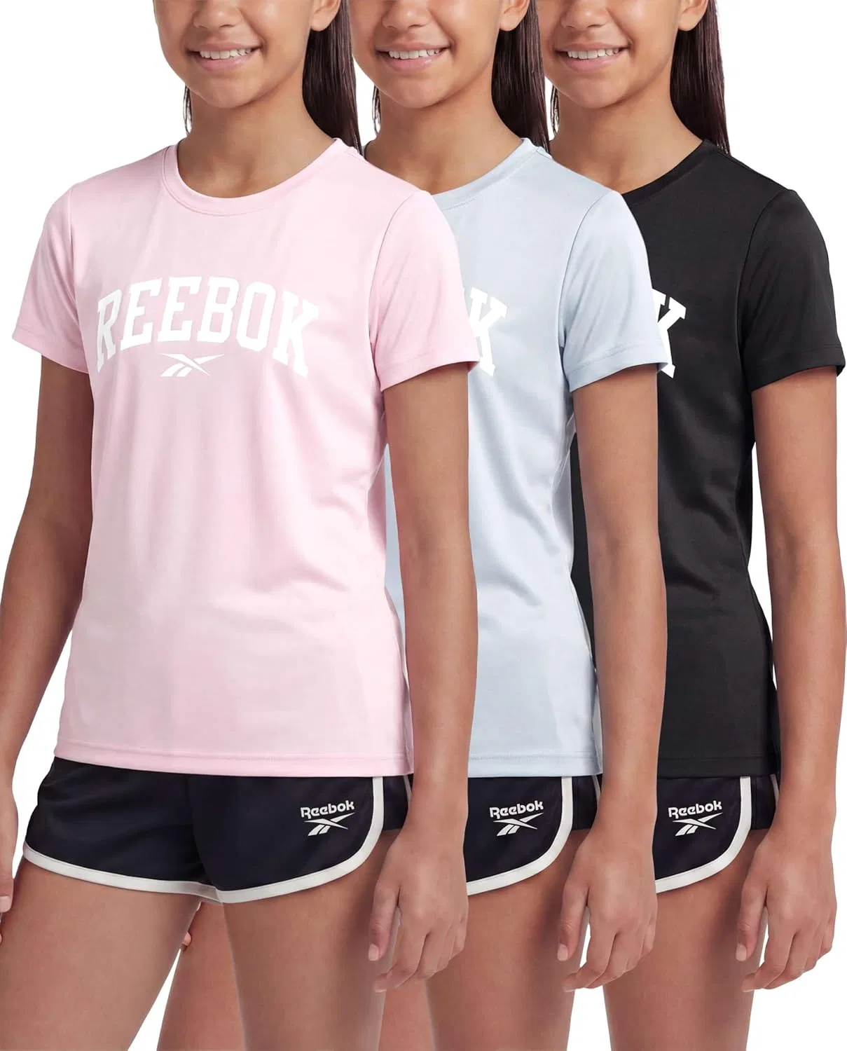 Футболки Reebok 3 шт, Solid Black, Solid Plein Air, Solid Festival Bloom