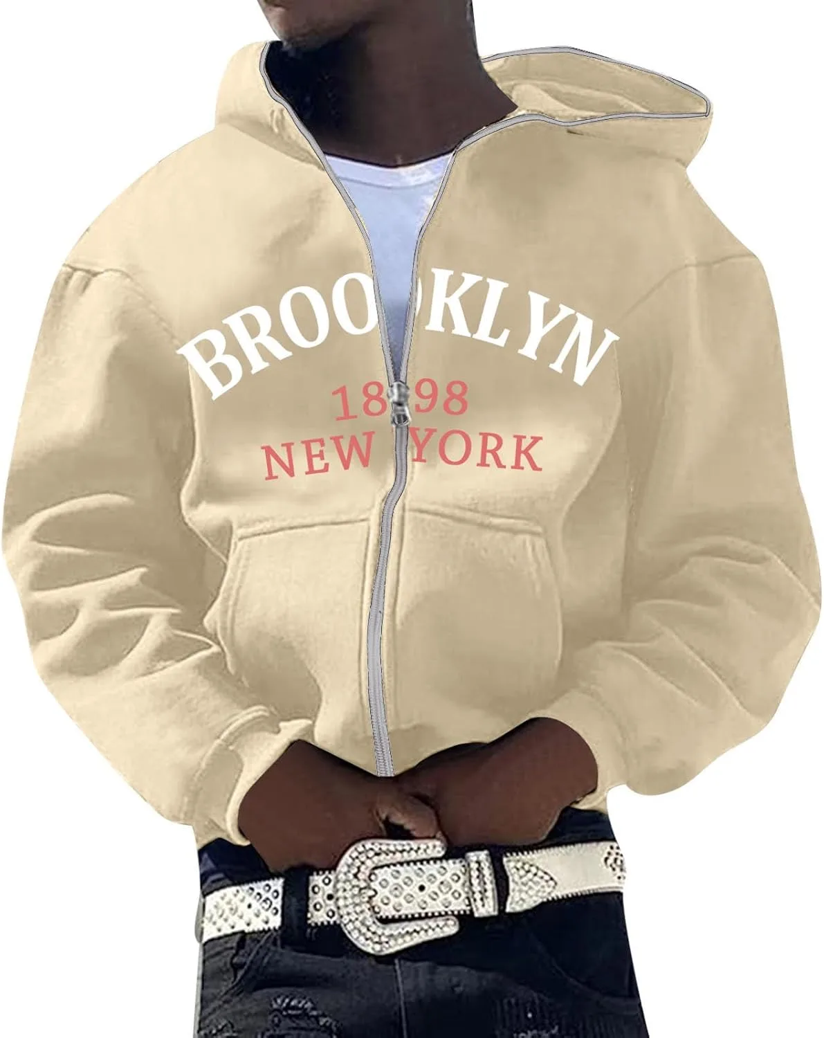 

Бруклин худи для мужчин с принтом и карманами HBDHEJL