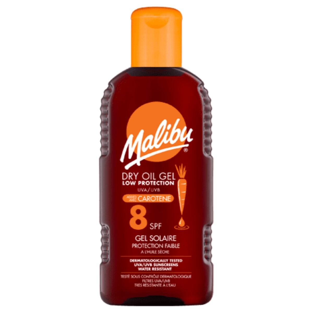 

Malibu, Dry Oil Gel, Сухой гель с каротином SPF8, 200мл
