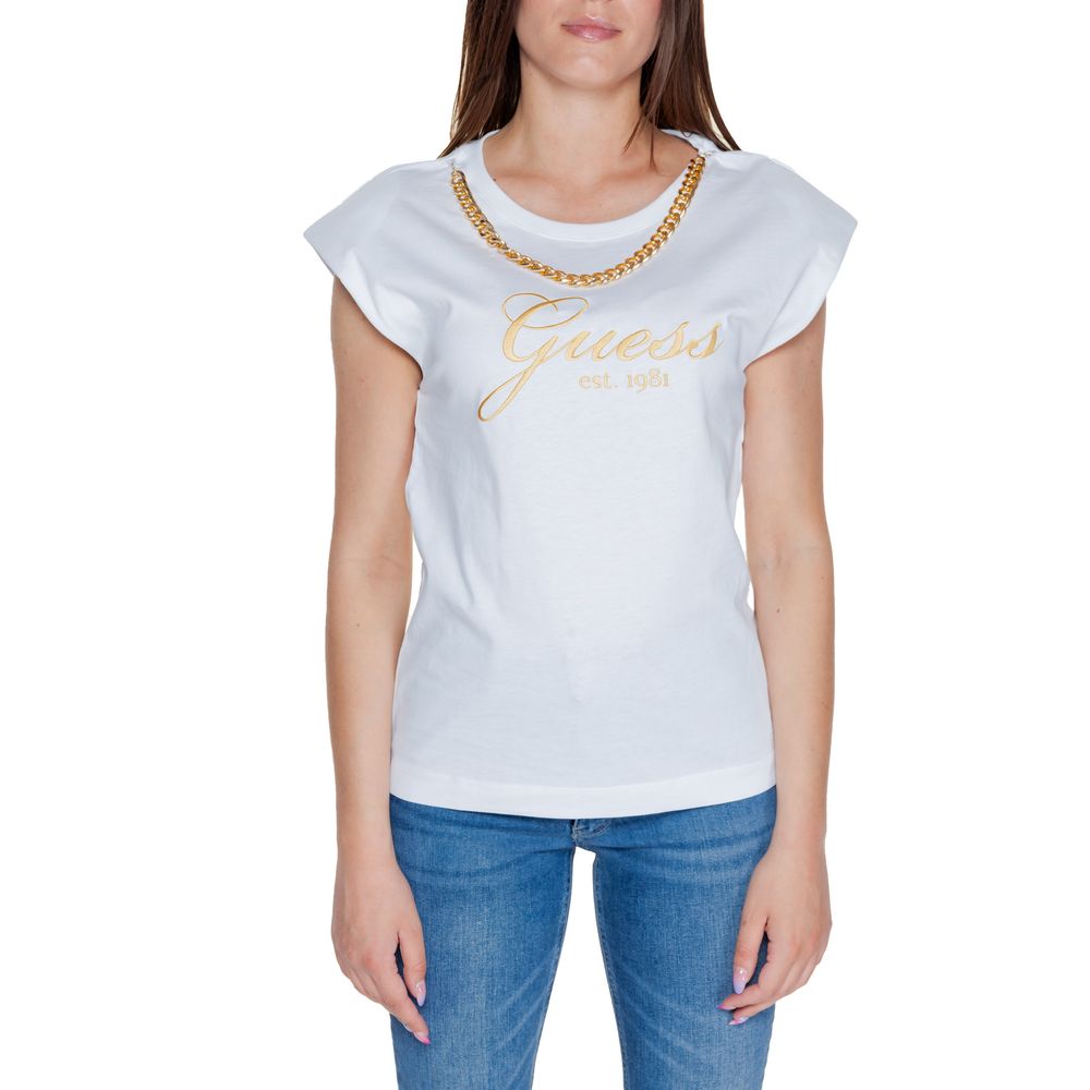 

Белые хлопковые топ и футболка GUESS