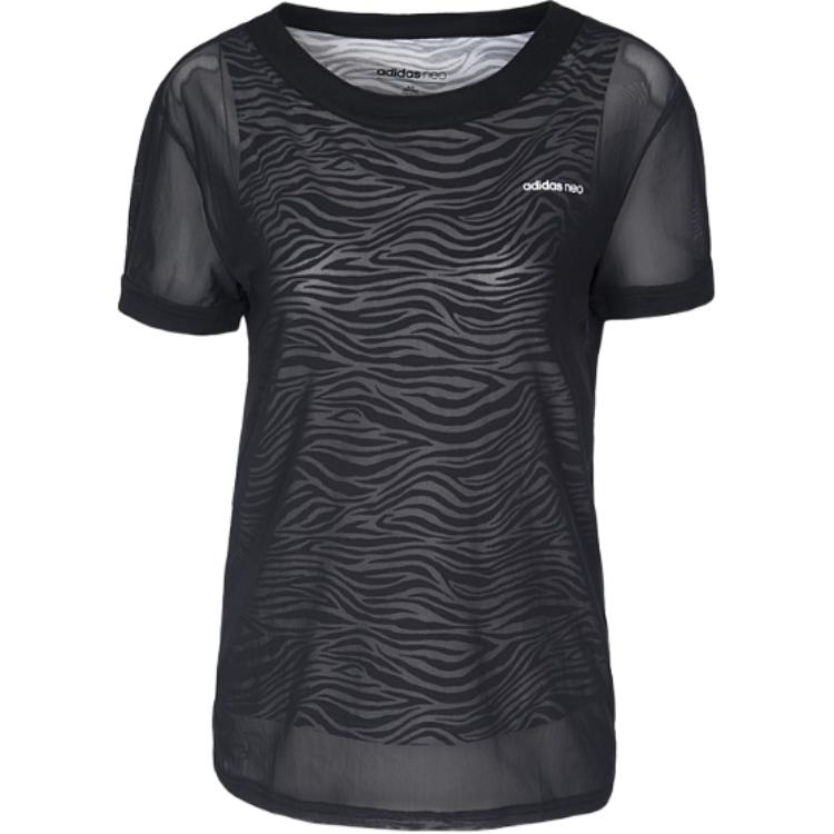 

Adidas Neo Обычная футболка женская черная, Черный, Adidas Neo Обычная футболка женская черная