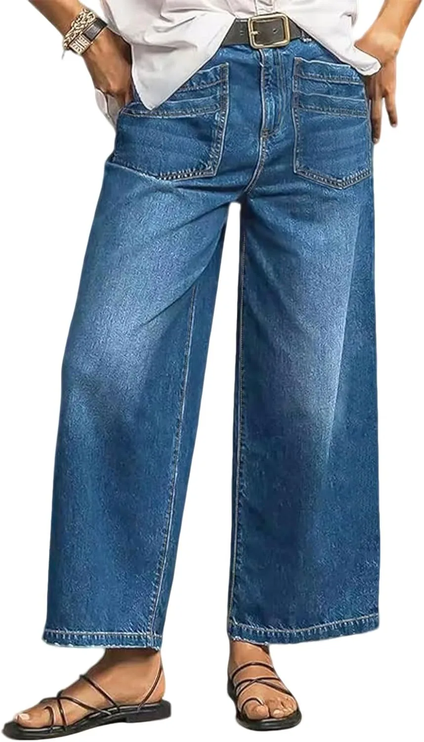 

Женские джинсы utcoco в винтажном стиле с высокой талией и широкими штанинами