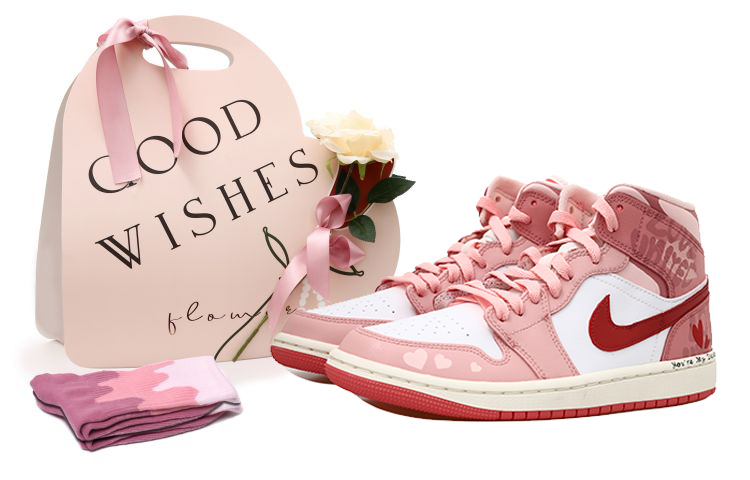 

Кроссовки Air JORDAN 1 Vintage Basketball Shoes Women's High-Top Pink/Red White