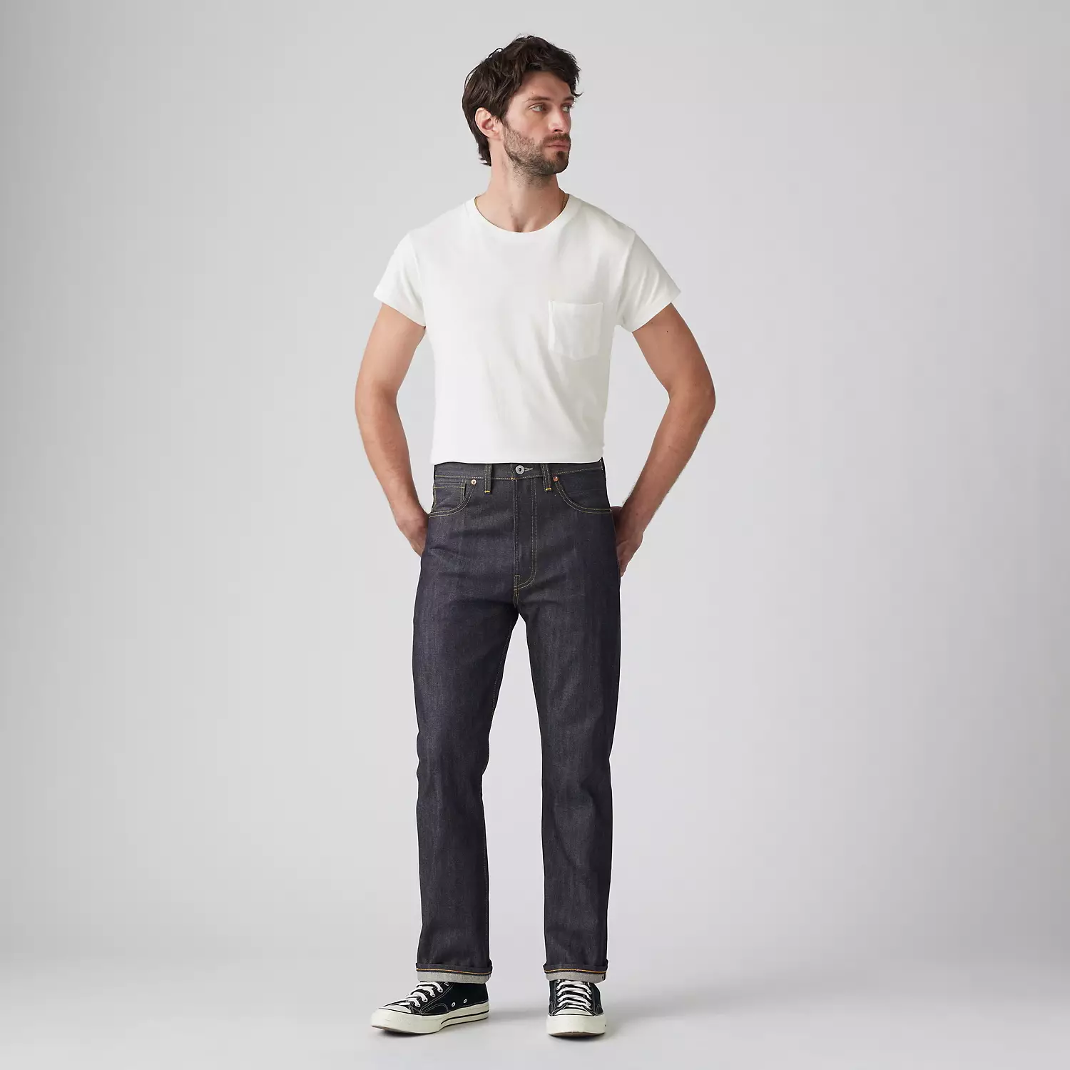 

1944 Мужские джинсы 501 оригинального кроя с кромкой Levi's, цвет Dark Indigo Organic Selvedge - Dark Wash - Non Stretch