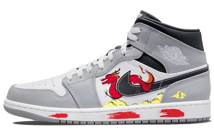 

Кроссовки Air Jordan 1 Vintage Basketball Shoes Men High-top Grey/white, серый