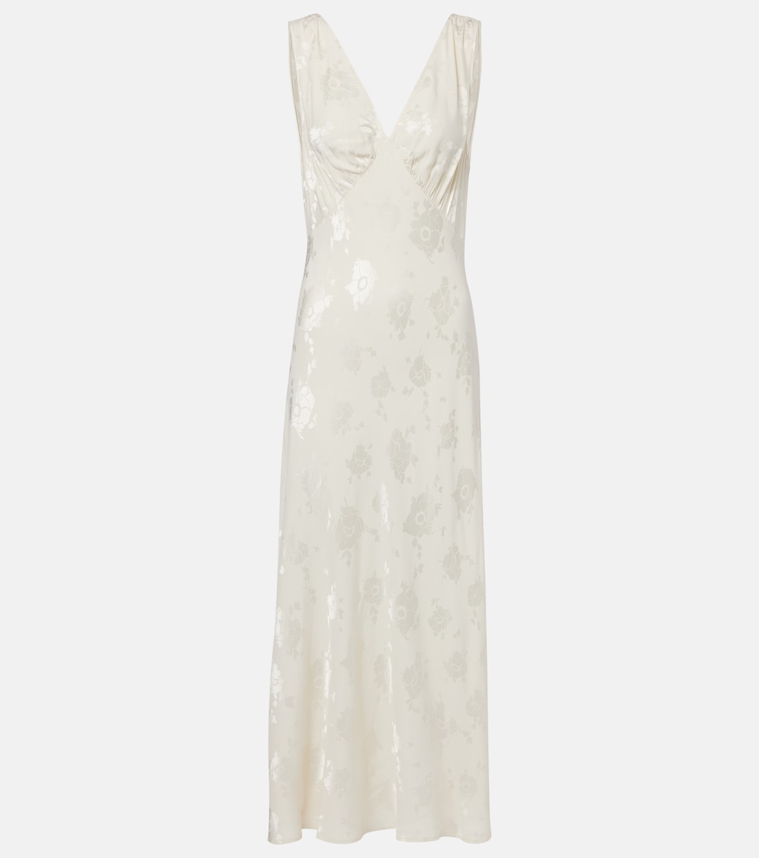 

Средрин цветочное жаккардовое платье миди Rixo, Poppy Jacquard Champagne