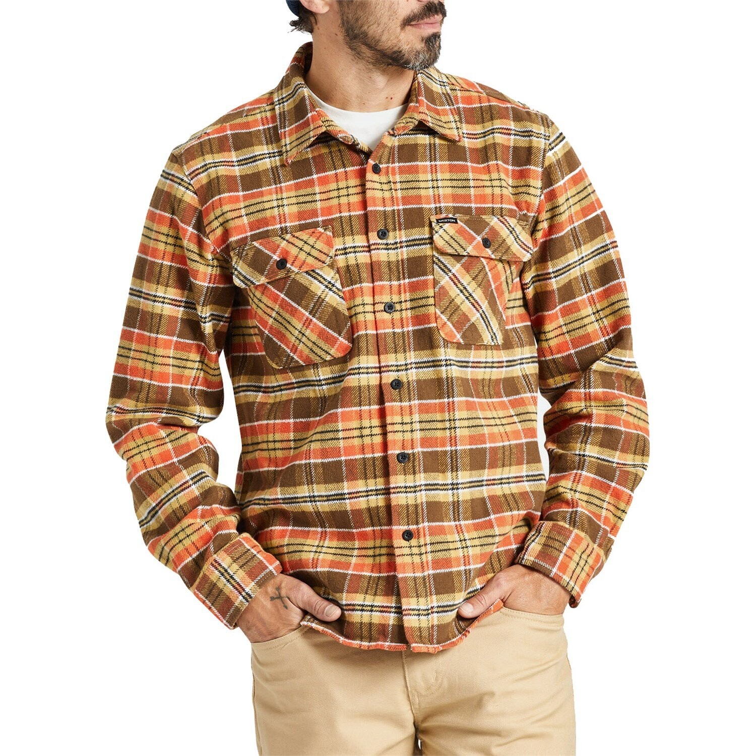 

Лонгслив Brixton Bowery Heavy Weight, цвет Desert Palm/Antelope/Burnt Red