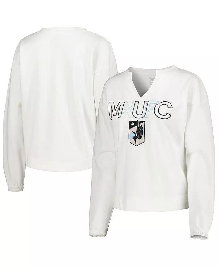 

Женская белая футболка Minnesota United FC Sunray Notch Neck с длинным рукавом Concepts Sport