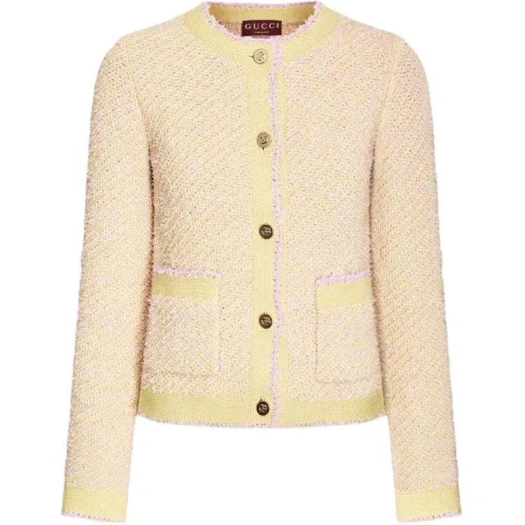 Кардиган GUCCI из смесового хлопка, элегантный крой, желтый