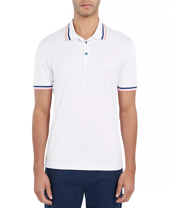 

Мужская поло с контрастными манжетами и воротником Slim Fit Solid Tipped Performance Polo Society of Threads, белый