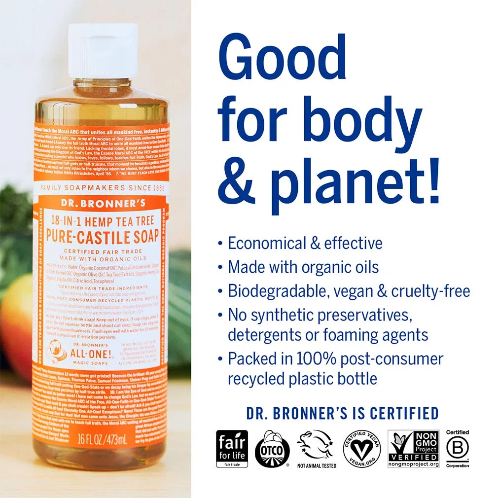 Жидкое кастильское мыло с чайным деревом «Tea Tree Liquid Soap» от Dr. Bronner's Dr. Bronner'S — фото 4
