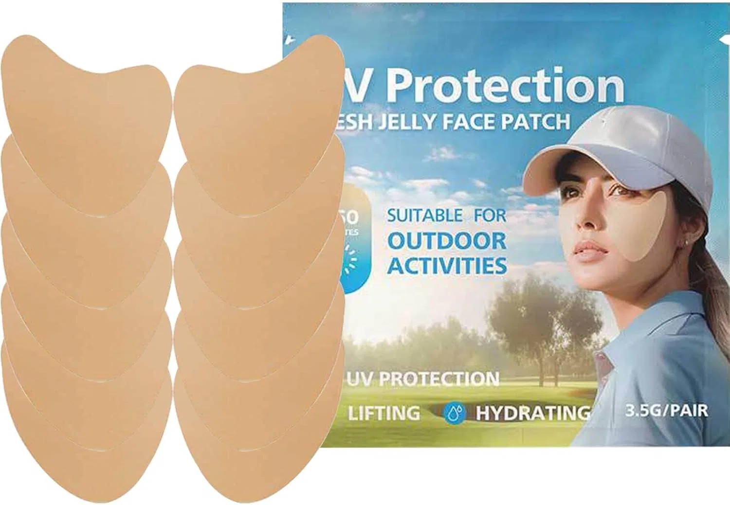 Патчи для лица от солнца Hopweik Golf Face Patch, 5 пар, прозрачные