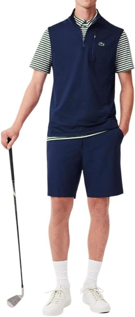Мужская поло для гольфа Lacoste Sport Regular Fit с защитой от ультрафиолета, Green/White Striped — фото 4