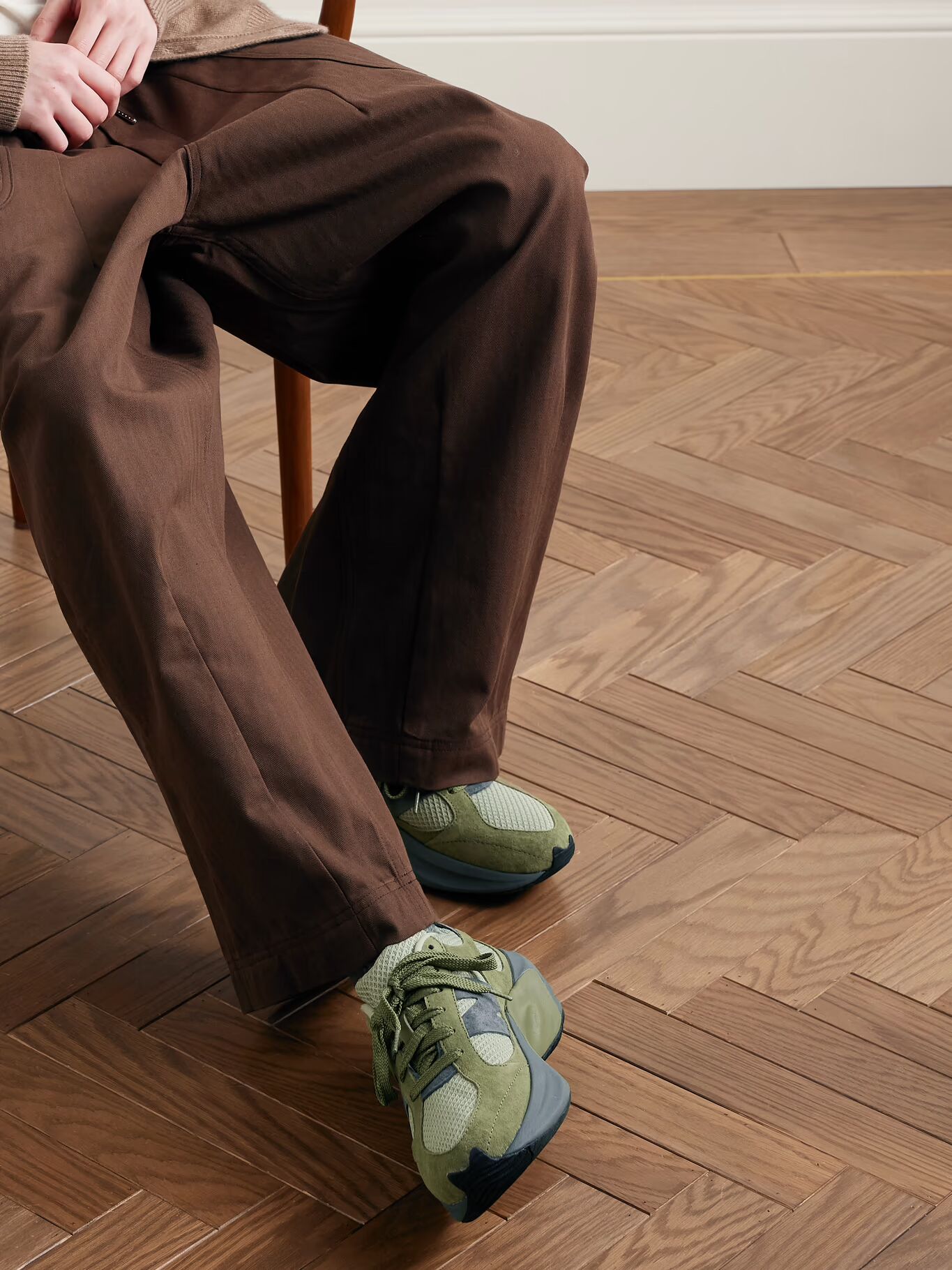 Кроссовки WRPD Runner из замши и сетки NEW BALANCE, хаки — фото 4