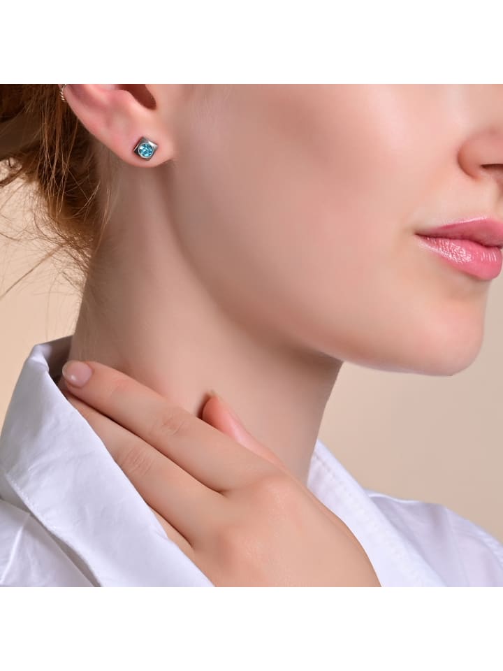 

Adeliás Женские серьги - серьги-гвоздики из нержавеющей стали со стразами, серебристого цвета