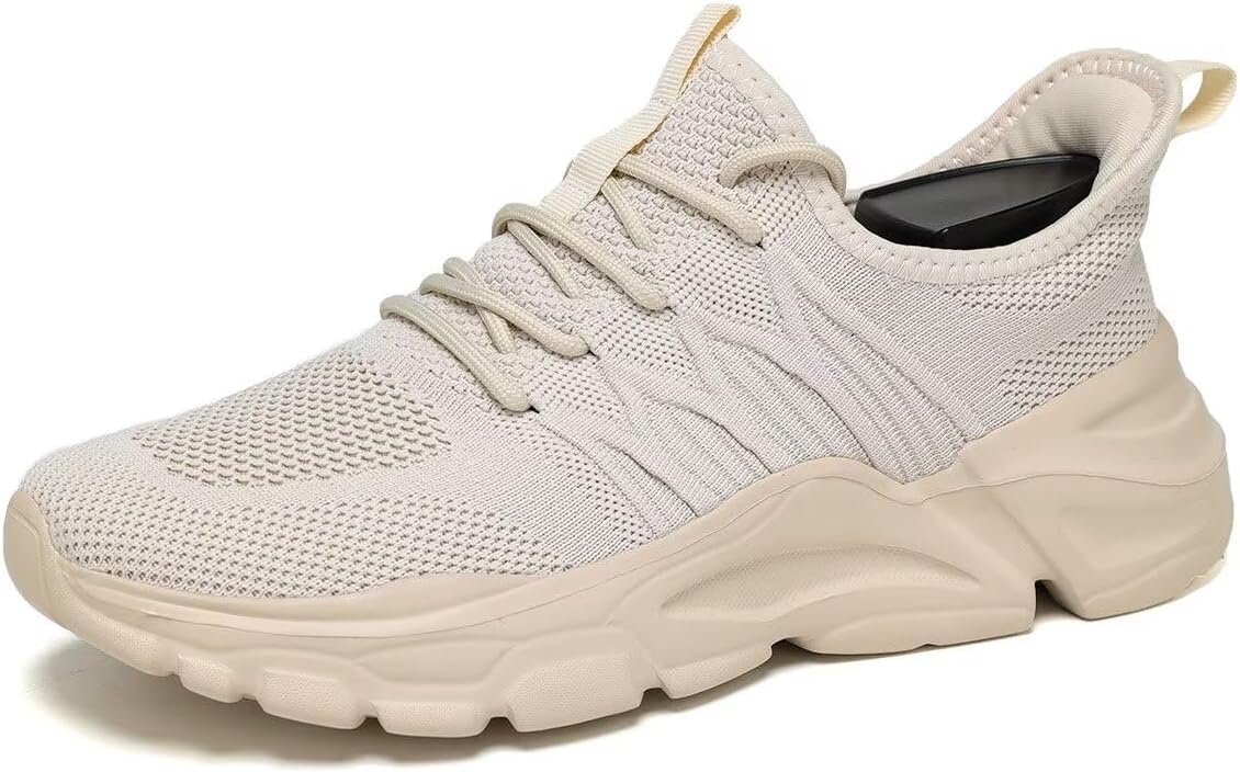 

Мужские кроссовки для бега, нескользящие, дышащие, легкие модные кроссовки, спортивная обувь с противоскользящей подошвой для ходьбы, тренировок и работы Srenket, бежевый