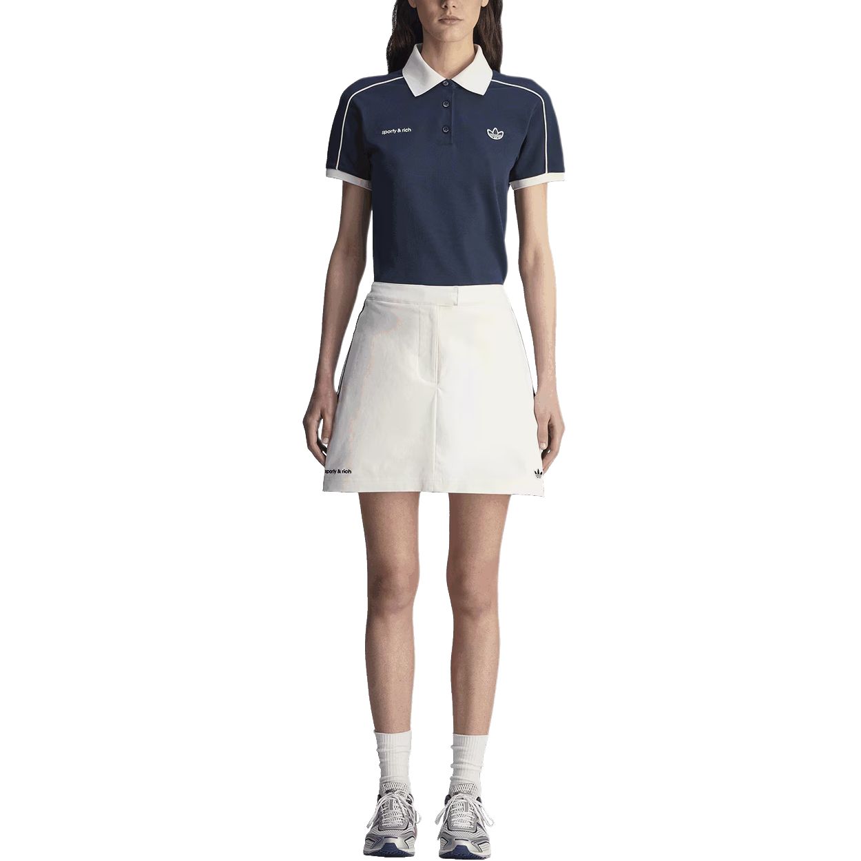 Спортивная юбка-шорты Sporty & Rich Adidas Originals, ярко-белый/темно-синий — фото 4