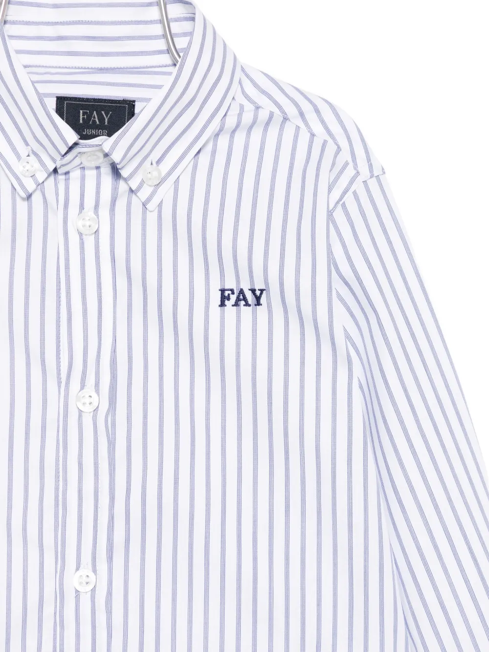 Полосатая рубашка с вышитым логотипом Fay Kids, белый — фото 3