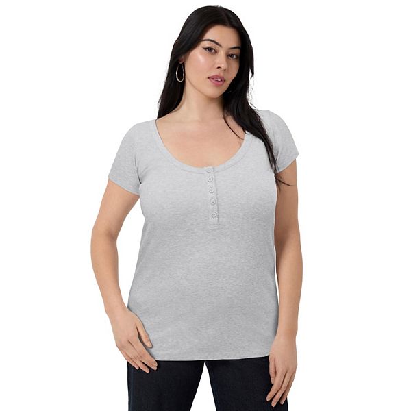 

Топ June + Vie с ребристой отделкой для женщин plus size June & Vie, Heather Grey