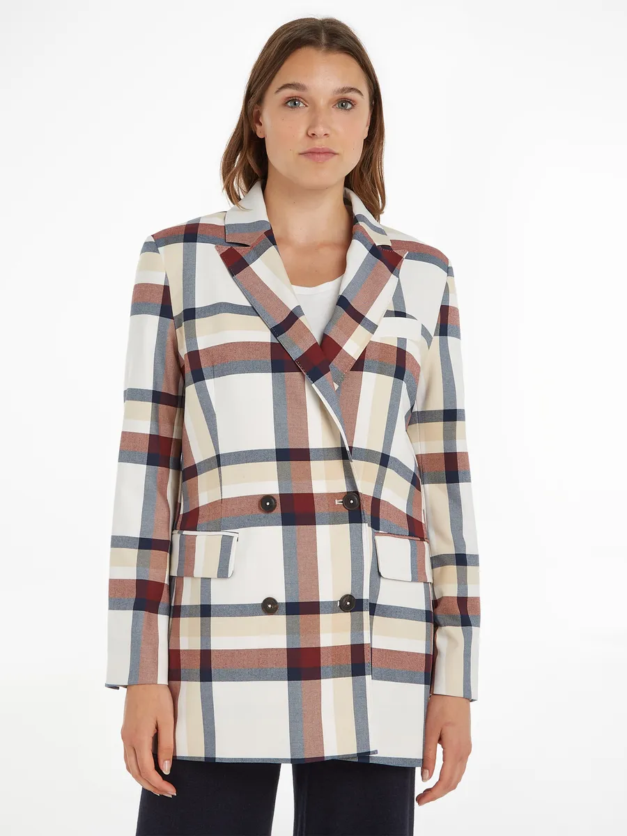 

Длинный пиджак Tommy Hilfiger "GLOBAL STRIPE CHECK DB BLAZER" модного дизайна в крупную клетку, цвет Twill_G_Stp_Check_L/_Ecru