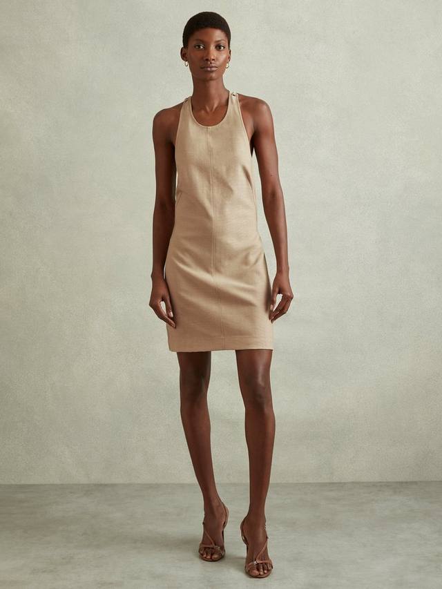 

Мини-платье сесили из шерсти с завязками на спине Reiss, цвет Light Brown