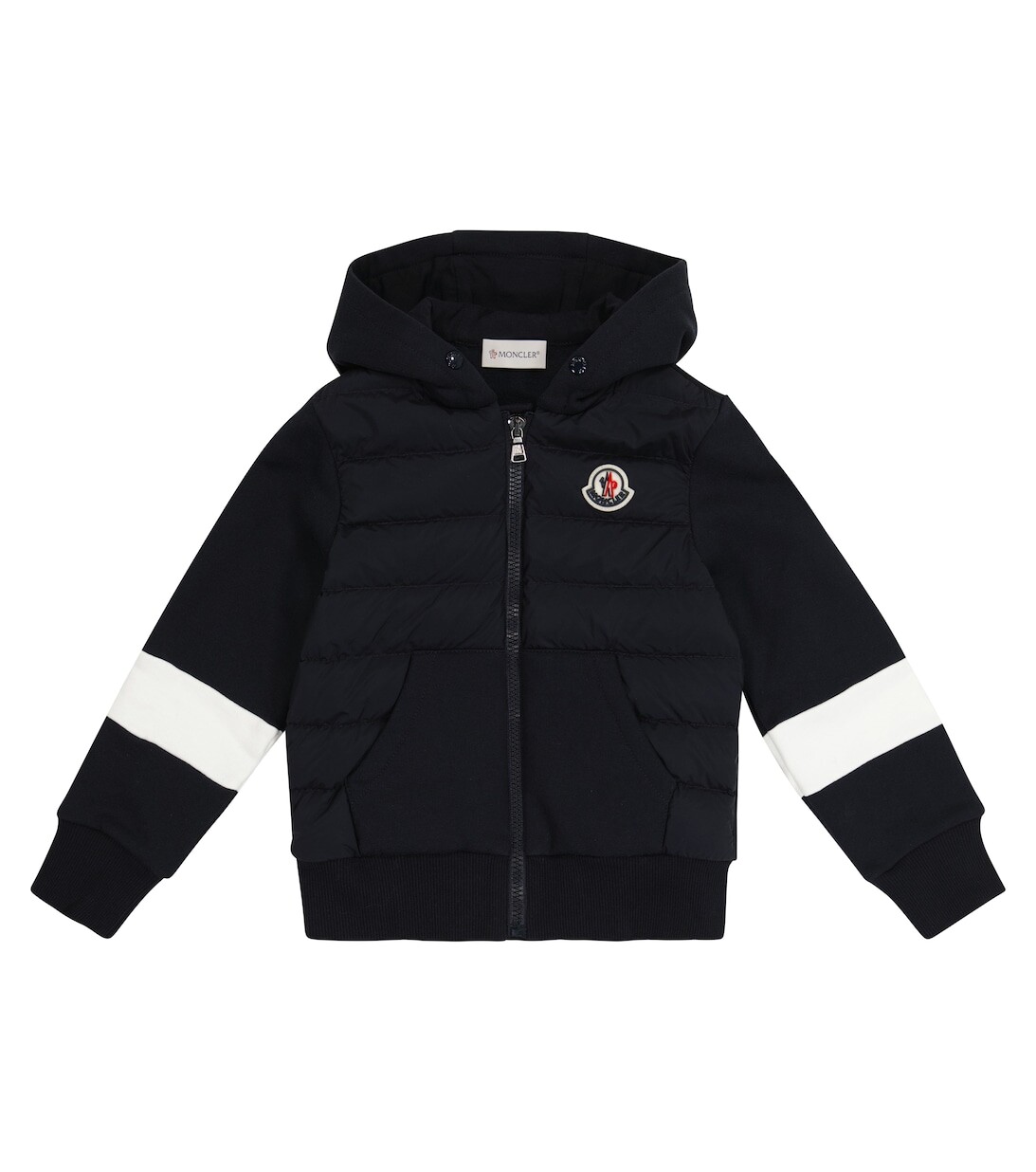 

Худи из хлопка и стеганого пуха Moncler Enfant, синий