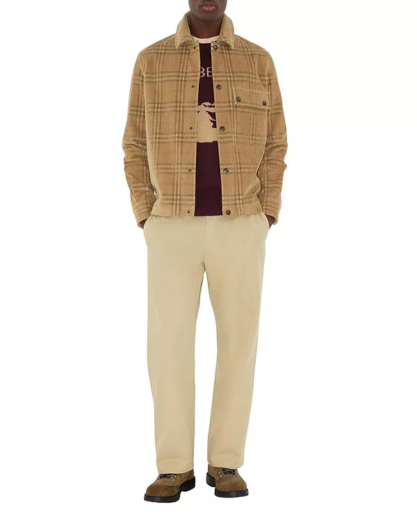 

Клетчатая вельветовая рубашка Burberry, бежевый