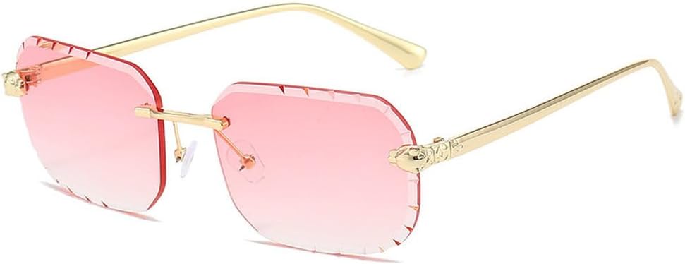 

Модные безрамочные металлические солнцезащитные очки для мужчин и женщин, прямоугольные солнцезащитные очки в стиле ретро, ​​очки для путешествий TKKTLLT, Gold Gradient Pink