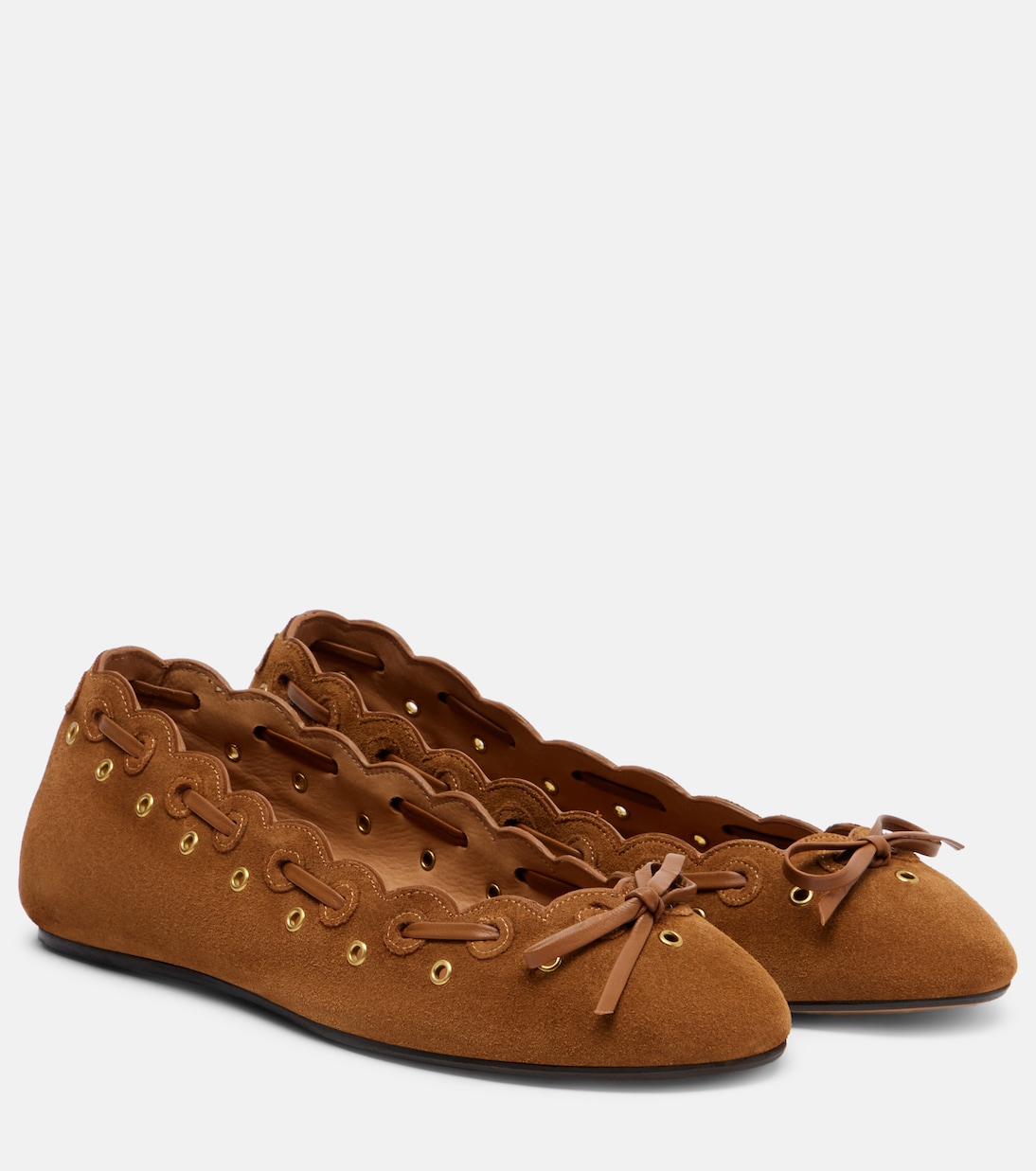 Балетки Balfy из замши с бантом Isabel Marant, Cognac